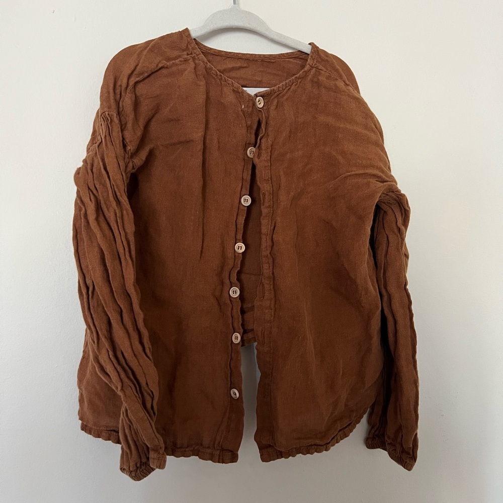 THE SIMPLE FOLK Brown Kids Button-Up Shirt 6/7
